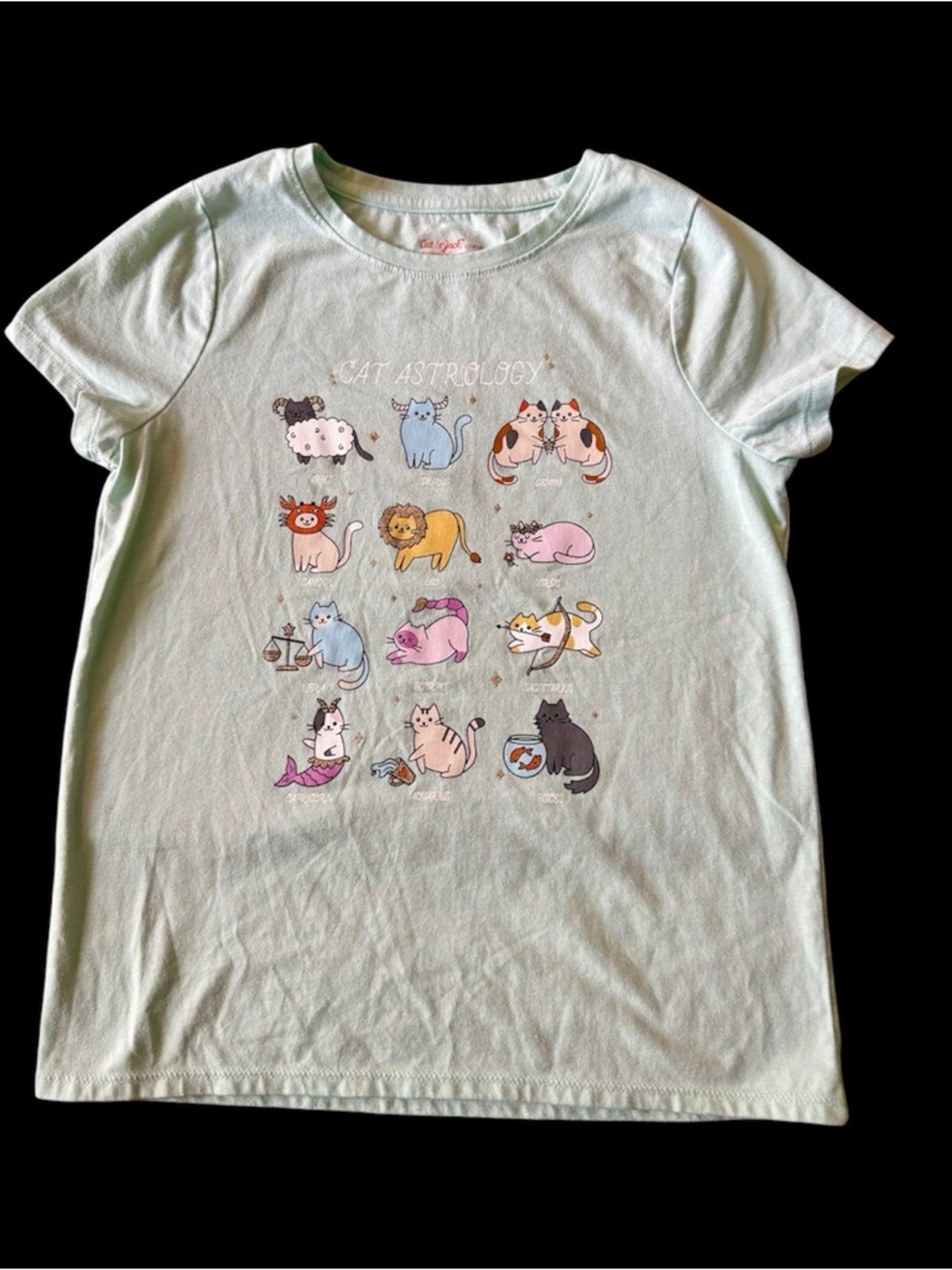 Cat & Jack Mint Green Girls cat astrology T-shirt